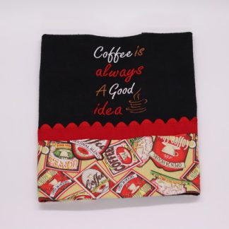 Pano de Prato Preto Bordado - Coffee Is Always a Good Idea