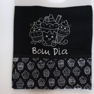 Pano de Prato Bordado - Bom Dia Cup Cake