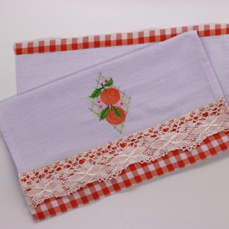 Pano de Prato Bordado - Laranja
