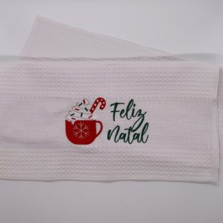Pano de Prato Bordado - Feliz Natal