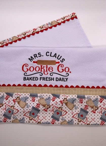 Pano de Prato Bordado - Mrs. Claus