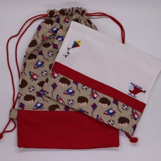 Kit Infantil - Bolsa + Toalha de Mão - Helicóptero e Pipa