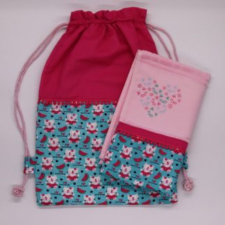 Kit Infantil - Bolsa + Toalha de Mão - Gatinhos