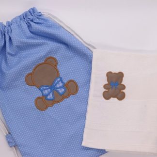 Kit Infantil - Bolsa + Toalha de Mão - Ursinho