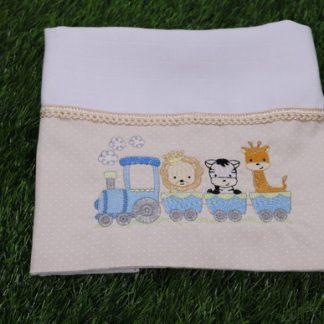 Fralda de Boca Bordada - Trem/animais