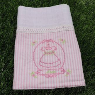 Fralda de Boca Bordada - Vestido Rosa