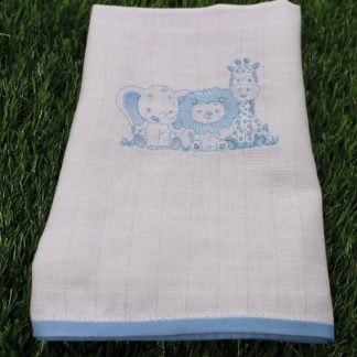 Fralda de Boca Bordada - Bichinhos Azul
