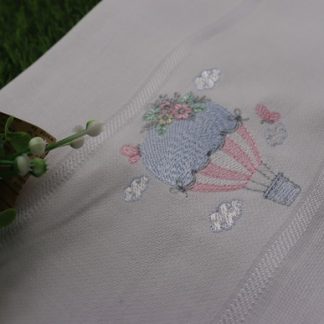 Fralda de Boca Bordada - Balão Rosa e Azul