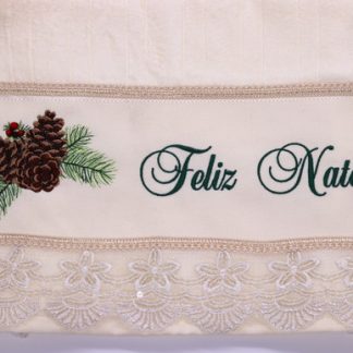 Toalha de Rosto Bordada - Feliz Natal