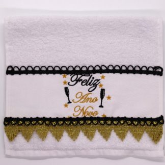 Toalha de Lavabo Bordada - Feliz Ano Novo