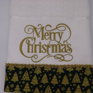 Toalha de Rosto Bordada - Merry Christmas