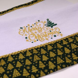 Pano de Prato Bordado - Merry Christmas Verde
