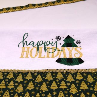 Pano de Prato Bordado - Happy Holidays