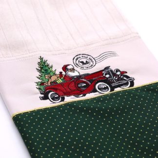 Toalha de Rosto Bordada - Papai Noel no Carro