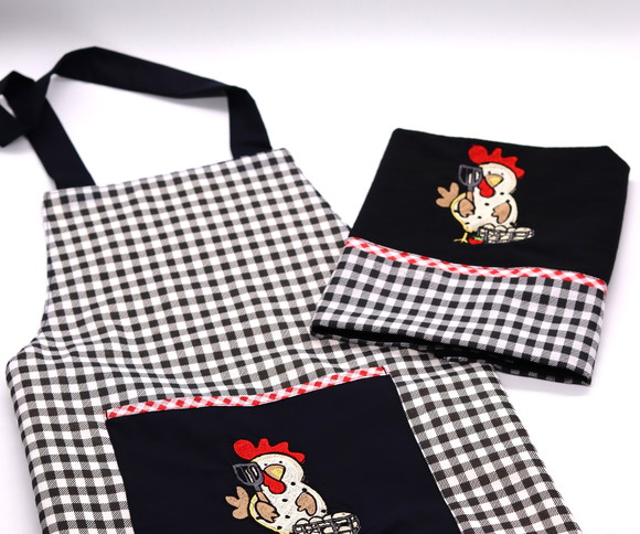 Kit de Cozinha Bordado - Galinha