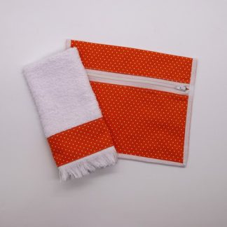 Kit Higiene Poá Laranja e Branco