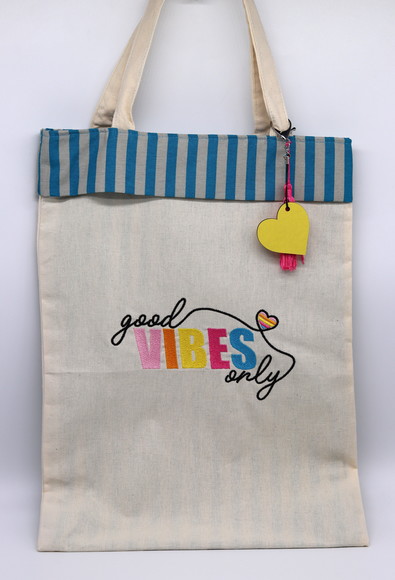 Sacola Ecobag Bordada - Good Vibes