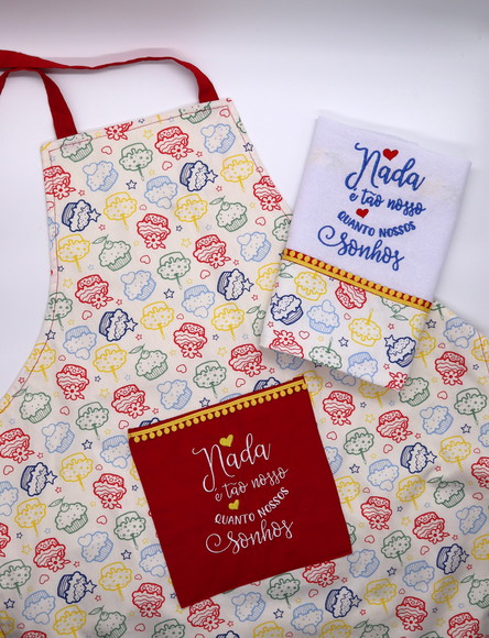 Kit de Cozinha Bordado - Nada É Tão Nosso