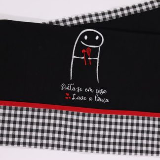 Pano de Prato Preto Bordado Flork - Sinta-se em Casa