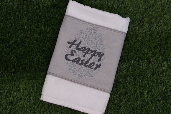 Toalha de Lavabo Bordada - Happy Easter