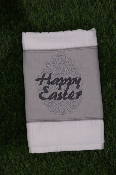 Toalha de Lavabo Bordada - Happy Easter