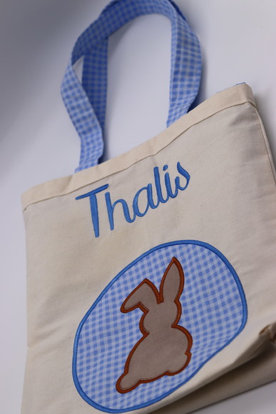 Sacola Ecobag Bordada - Coelho Azul