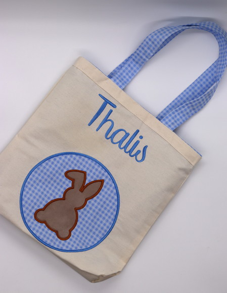 Sacola Ecobag Bordada - Coelho Azul