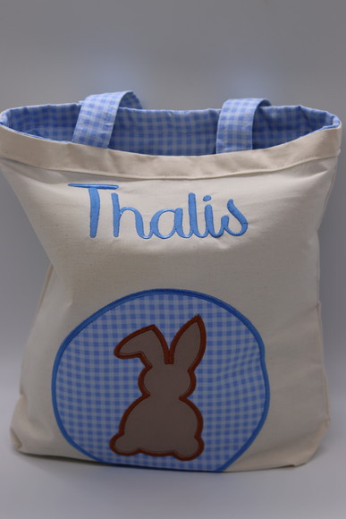 Sacola Ecobag Bordada - Coelho Azul
