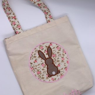 Sacola Ecobag Bordada - Coelho Rosa