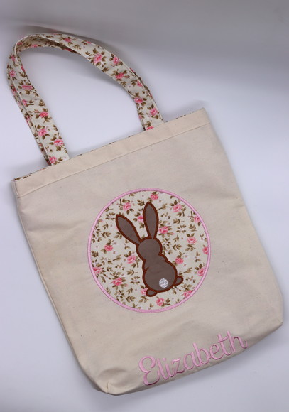 Sacola Ecobag Bordada - Coelho Rosa