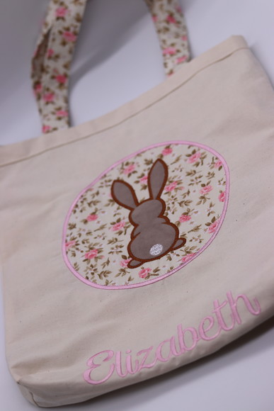 Sacola Ecobag Bordada - Coelho Rosa