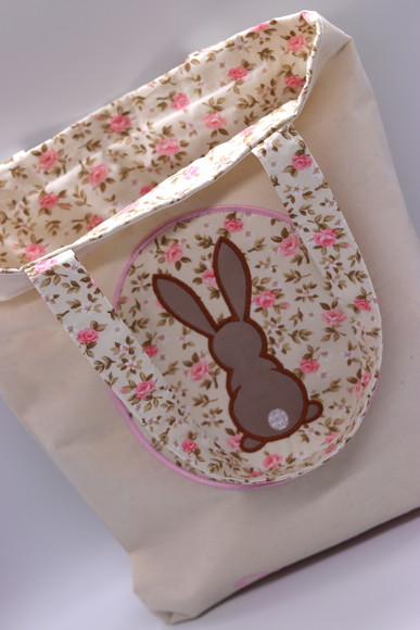 Sacola Ecobag Bordada - Coelho Rosa