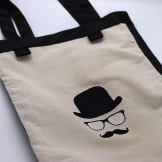 Sacola Ecobag Bordada - Chapéu, Óculos e Bigode