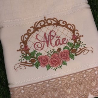 Toalha de Rosto Bordada - Mãe