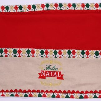 Pano de Prato Vermelho Bordado - Feliz Natal