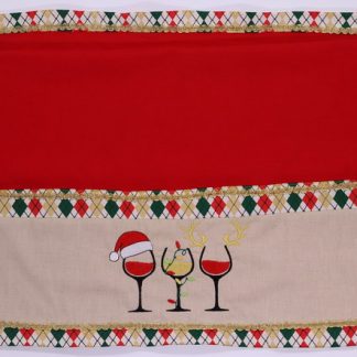 Pano de Prato Vermelho Bordado - Taças