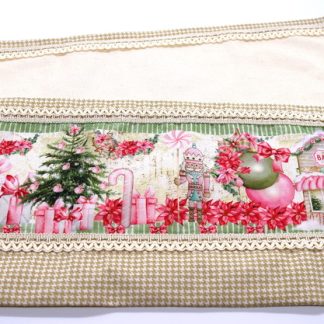 Pano de Prato com Barrado - Noel Bege e Rosa