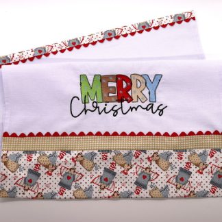 Pano de Prato Bordado - Merry Christmas