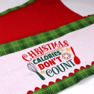 Pano de Prato Vermelho Bordado - Christmas Calories