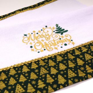 Pano de Prato Bordado - Merry Christmas Verde