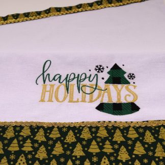 Pano de Prato Bordado - Happy Holidays