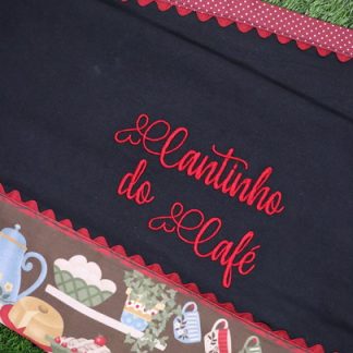 Pano de Prato Preto Bordado - Cantinho do Café