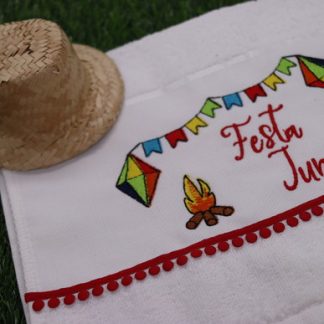 Toalha de Mão Bordada - Festa Junina
