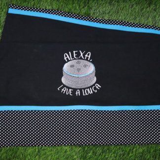 Pano de Prato Preto Bordado - Alexa