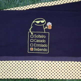 Pano de Prato Preto Bordado - Flork Bebendo