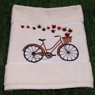Toalha de Lavabo Bordada - Bicicleta