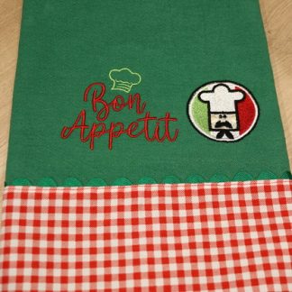 Pano de Prato Verde Bordado - Bon Appetit