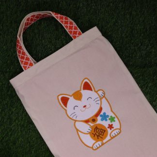 Sacola Ecobag Bordada - Gato Japonês