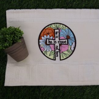 Toalha de Lavabo Bordada - He Is Risen