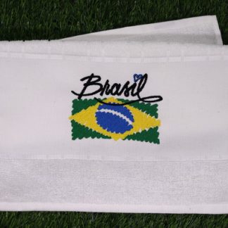 Toalha de Lavabo Bordada - Bandeira do Brasil